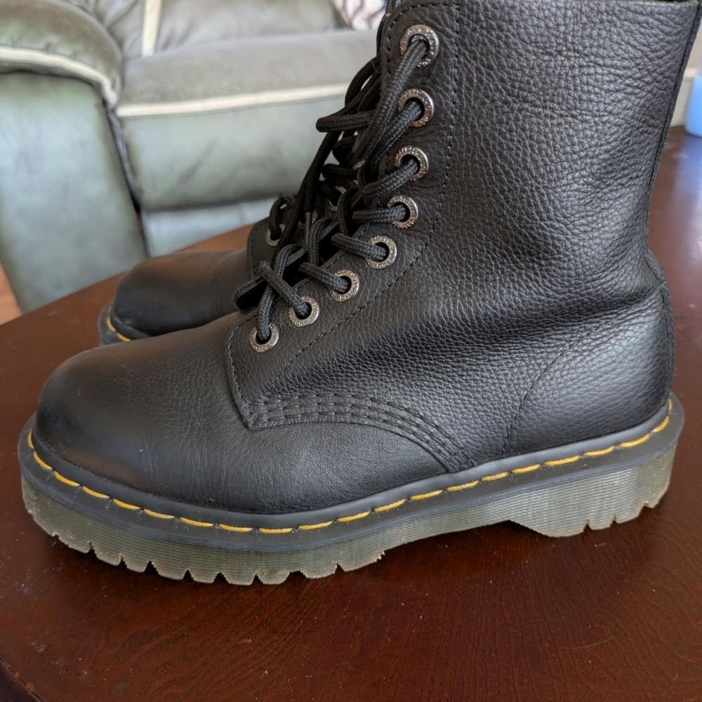 Black Leather Combat Boots